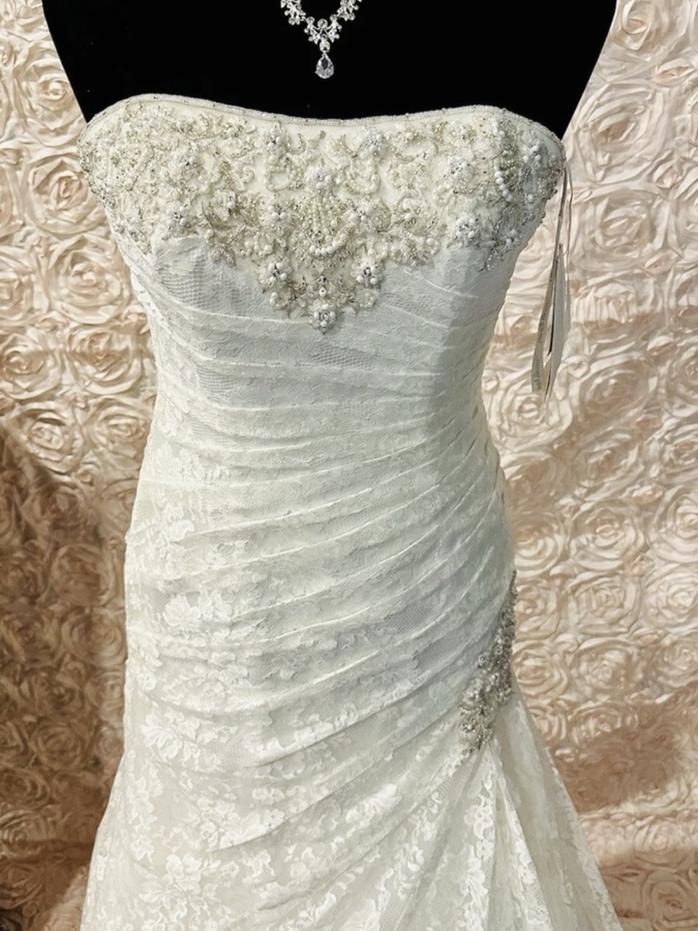 Strapless Lace Wedding Gown with Beaded Bodice